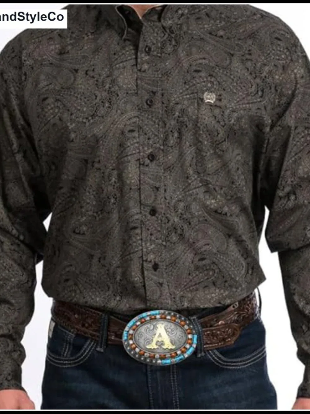 Western Initial Letter Belt Buckle, Native American Turquoise Zinc Alloy Jeans